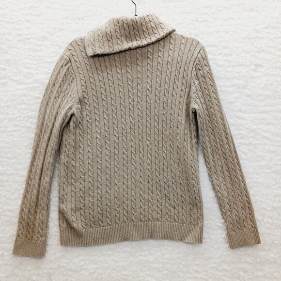Sweater Size XL Cashmere Pullover Beige Fisherman Coastal Cowgirl Minimal Cable - Picture 2 of 14